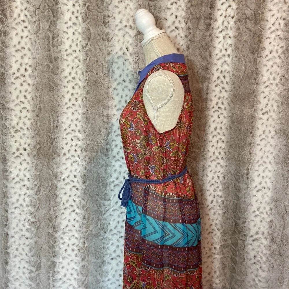 Flying Tomato Red & Blue Patterned Maxi Dress - Picture 10 of 15